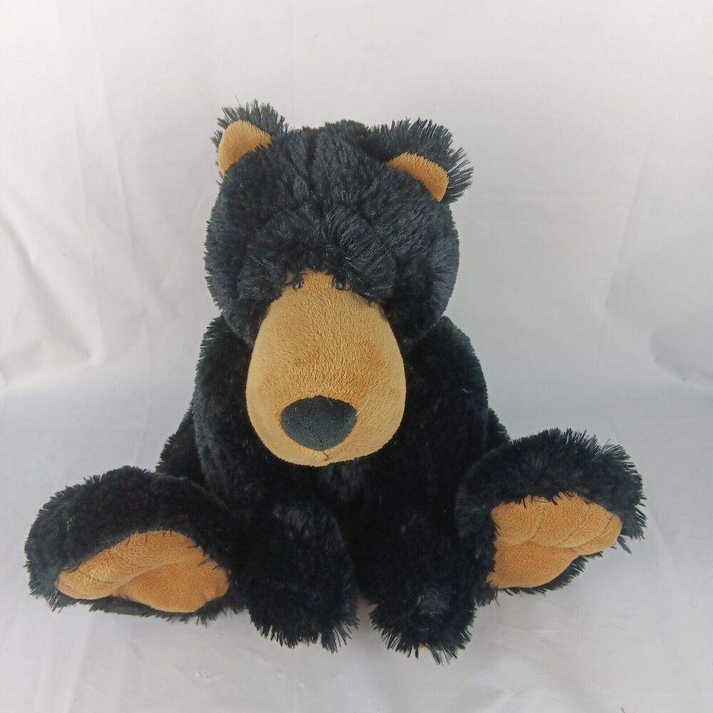 Ganz Large Black Bear Big Feet 12 inch Sitting Plush Stuffed Animal Soft Toy